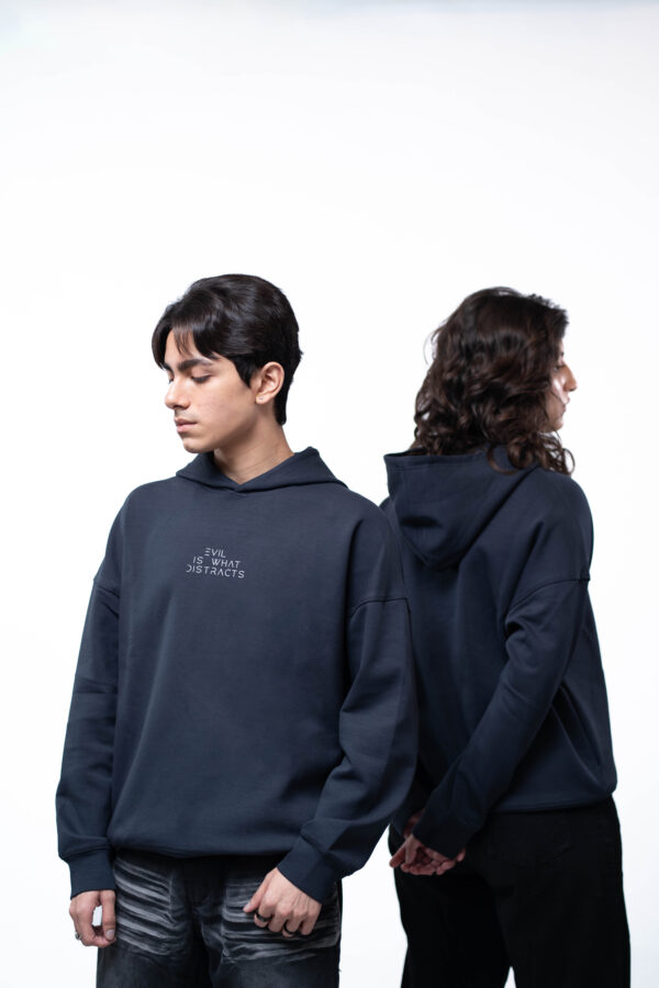 Evil is What Distract | Nylon Blend | Midnight Blue Hoodie