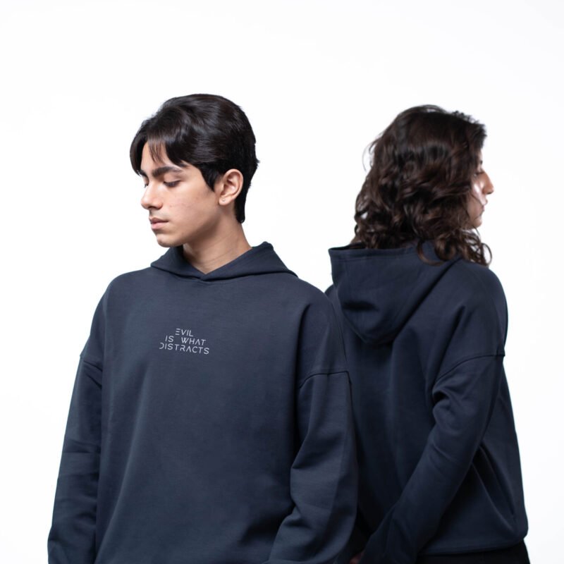 AG_03206 Evil is What Distract | Midnight Blue Hoodie