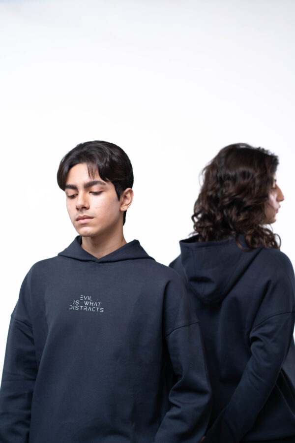 Evil is What Distract | Nylon Blend | Midnight Blue Hoodie