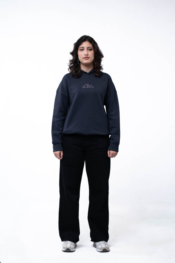 Evil is What Distract | Nylon Blend | Midnight Blue Hoodie