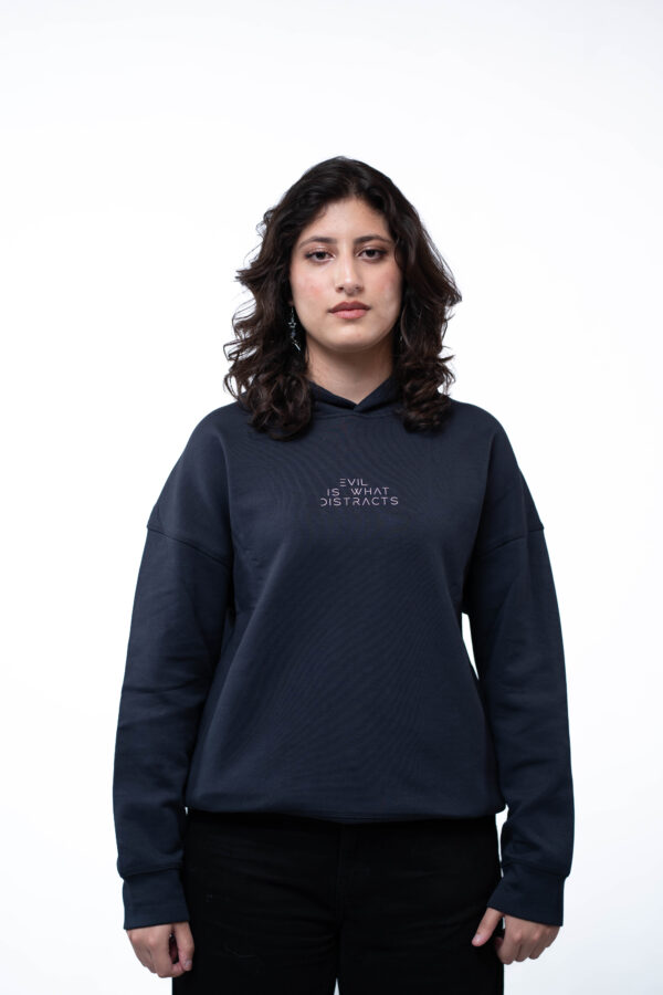 Evil is What Distract | Nylon Blend | Midnight Blue Hoodie