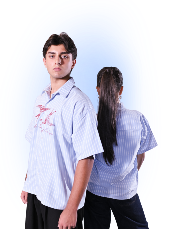 The Memo | Sky Stripe Boxy Shirt
