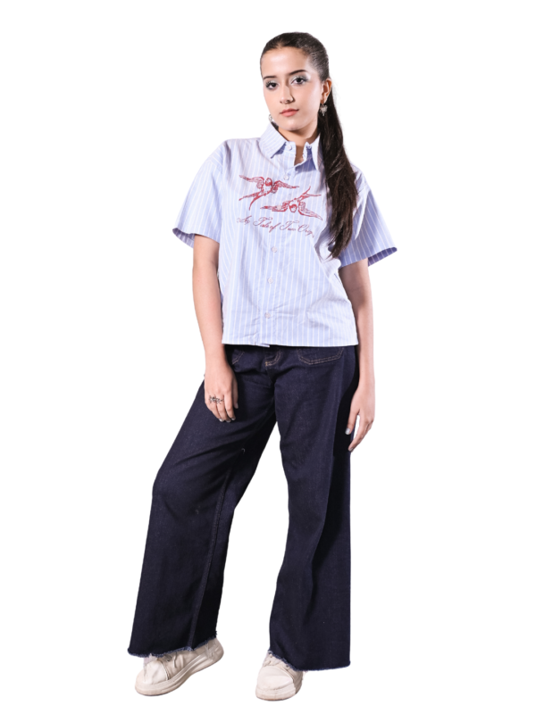 The Memo | Sky Stripe Boxy Shirt